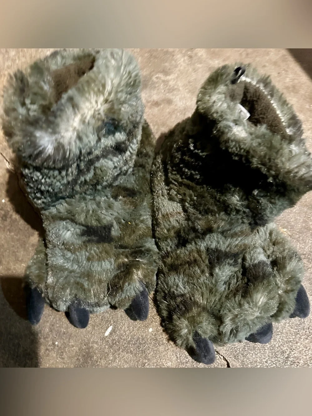 Carter's Olive Green Faux Fur Boot Slippers with Sparkle